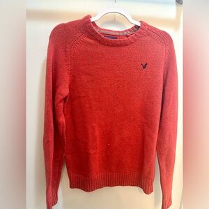 American Eagle Men’s Red Elbow Patch Crew-Neck Sweater Size Small